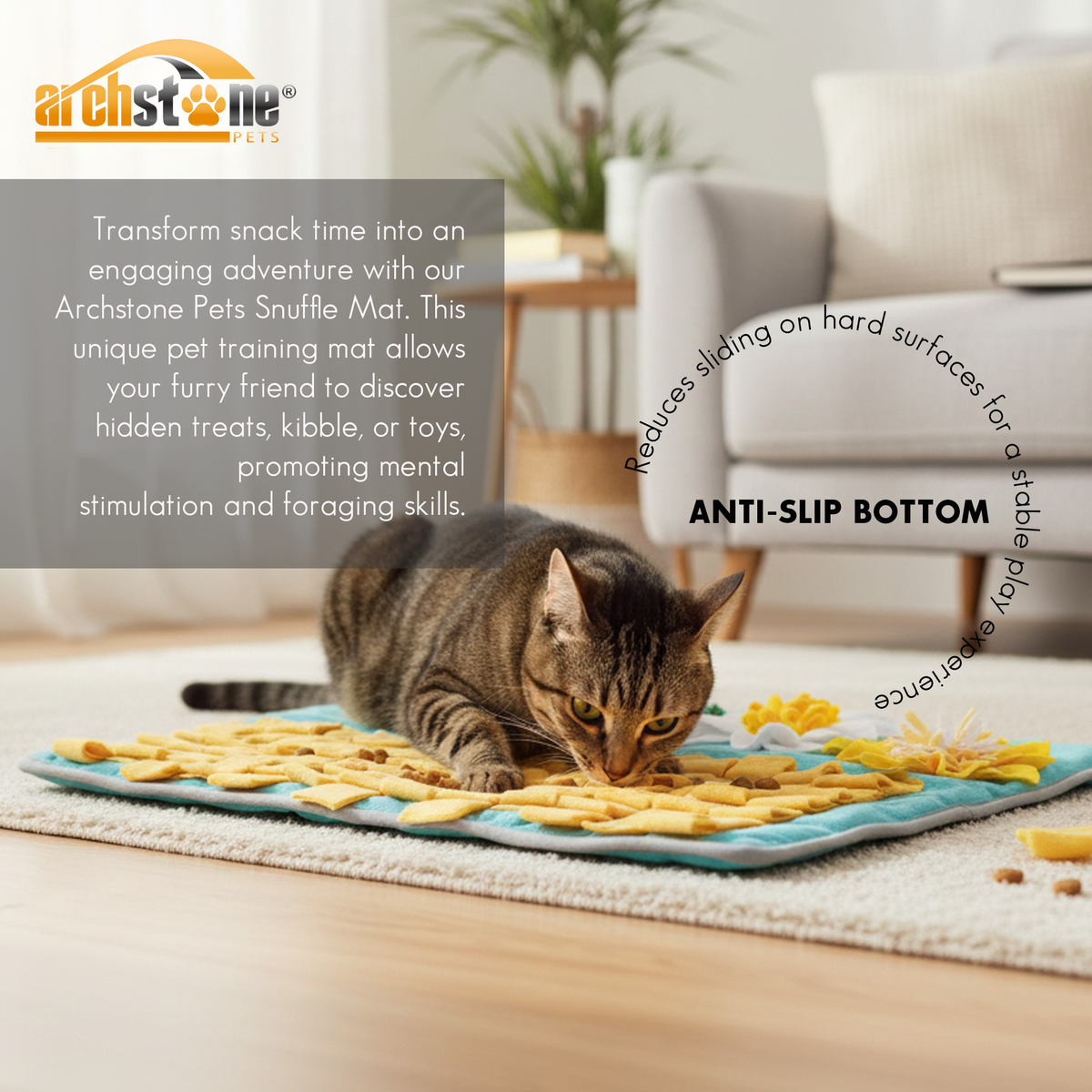 Archstone Pets Snuffle Mat - Pineapple, Feeding Training Mat