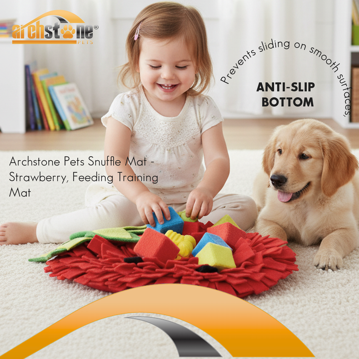 Archstone Pets Snuffle Mat - Strawberry, Feeding Training Mat