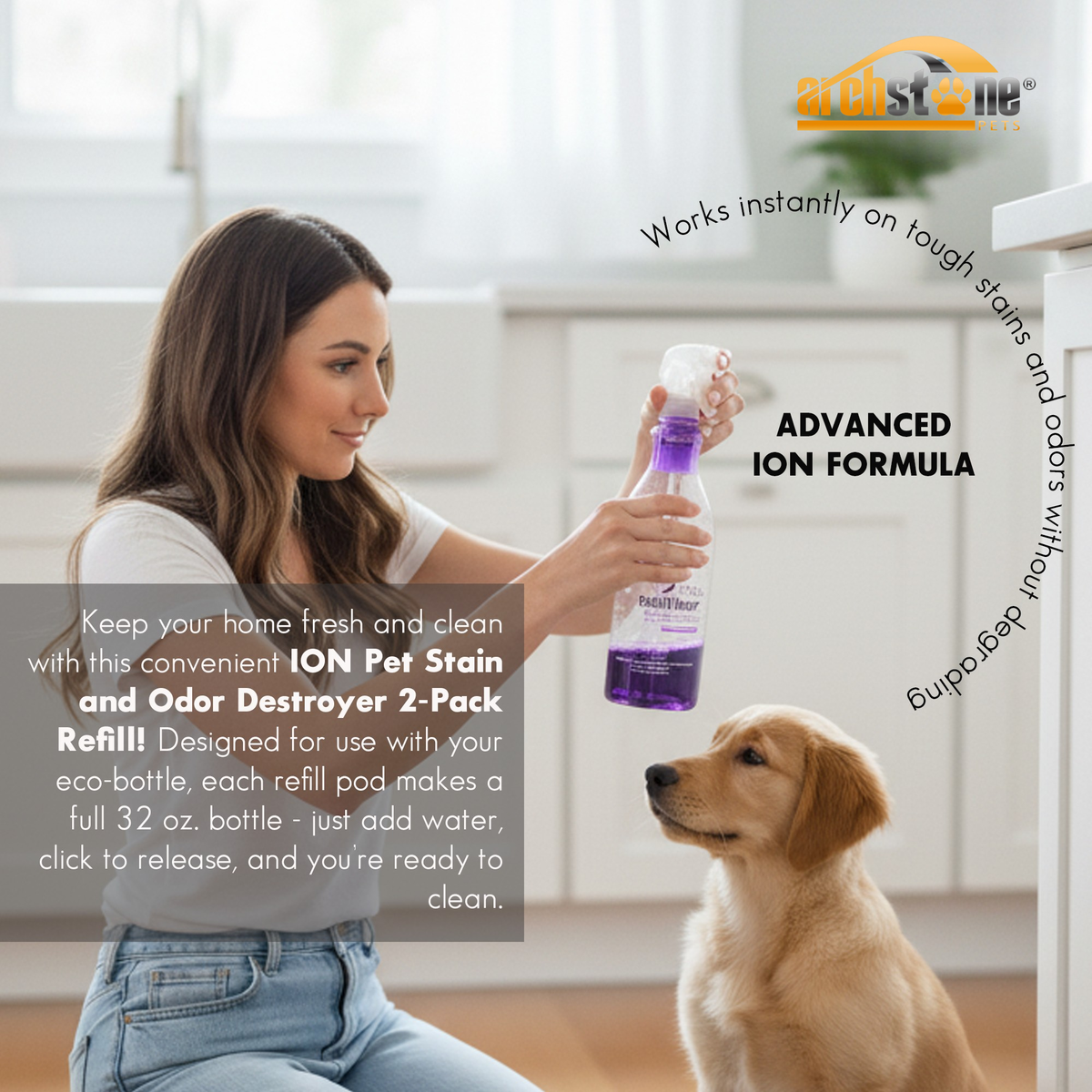 Refill Pack - ION Pet 32 Oz Urine and Odor Destroyer - Mixed Berry