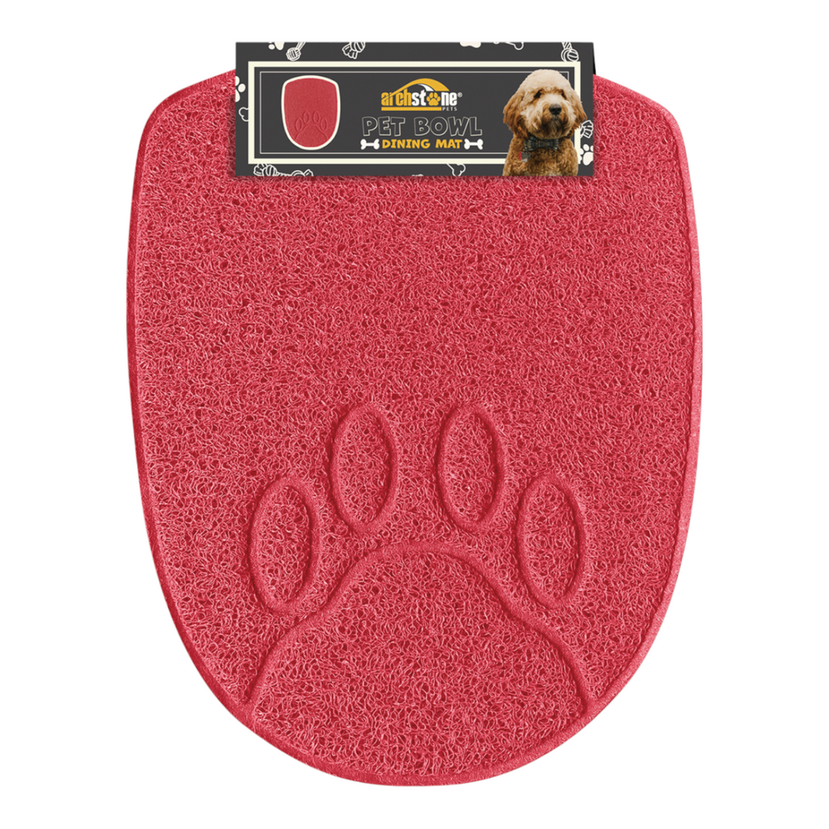Archstone Pets Bowl Dining Mat - Red, Shield Shape