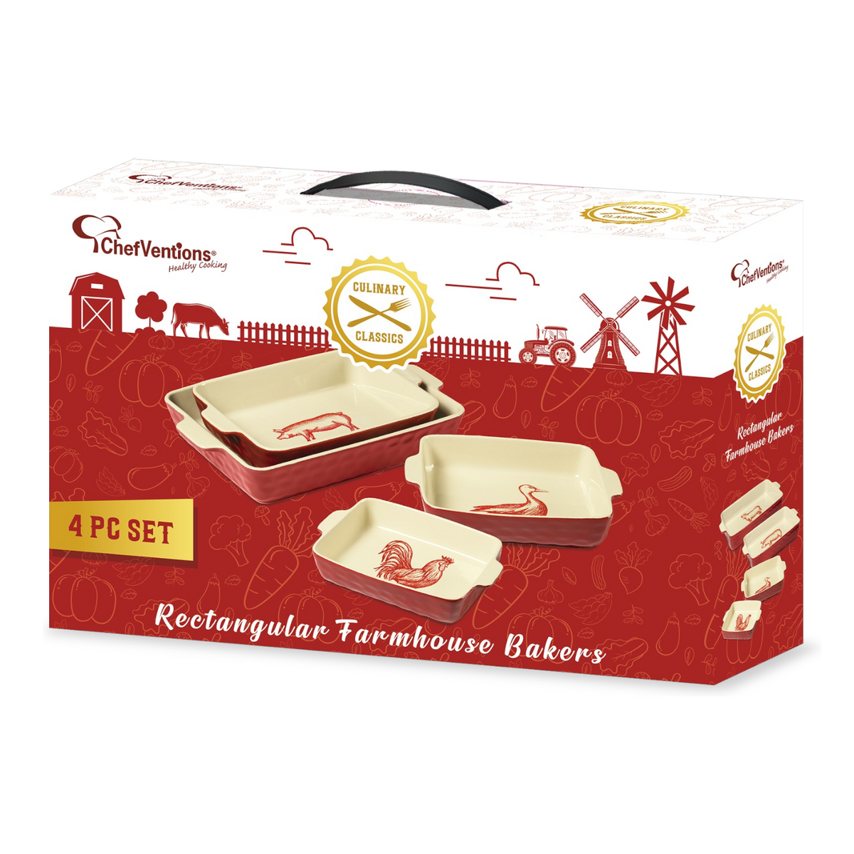 ChefVentions 4-Piece Rectangular Farmhouse Bakers Set