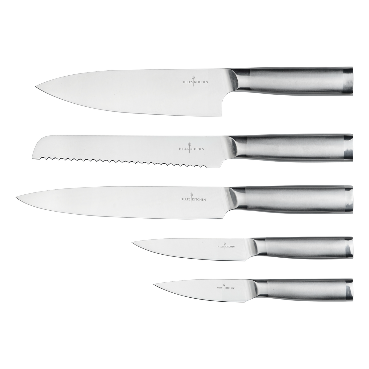 Hell's Kitchen 6-Piece Stainless Steel Knives with Magnetic Board Set